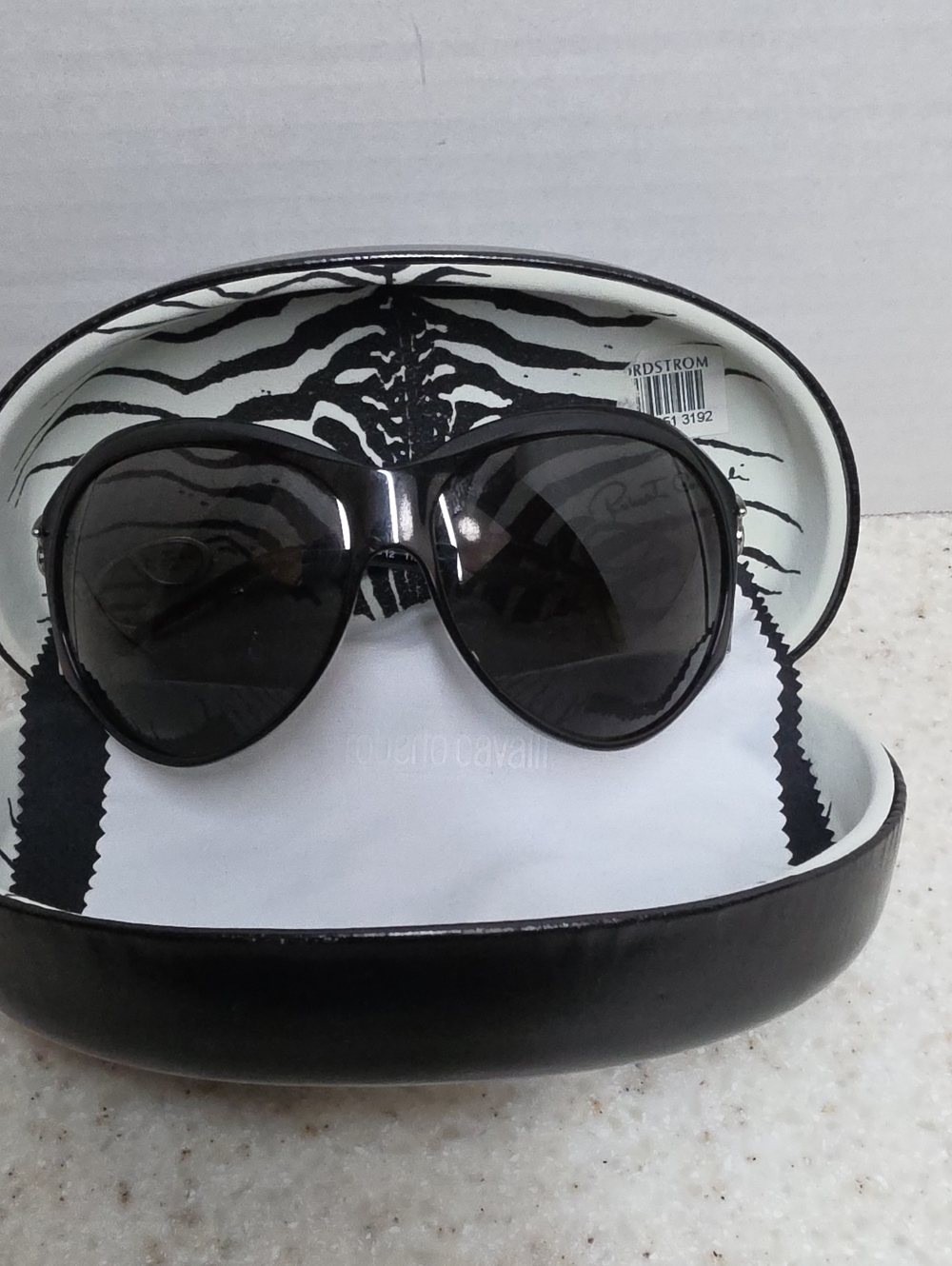 Roberto Cavalli Black Aviator Sunglasses with Dark Lenses